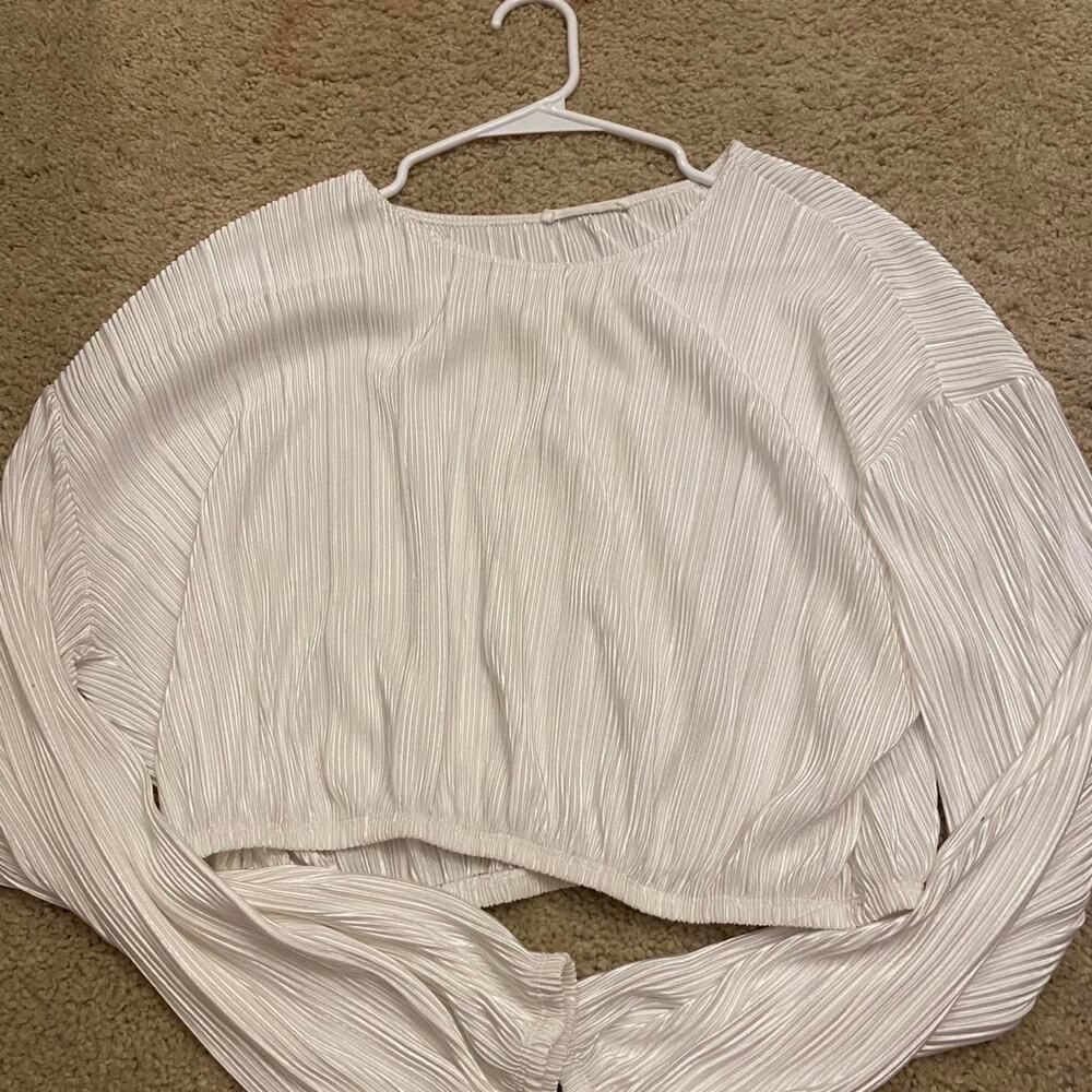 12th tribe White pleated crop top croptop large
